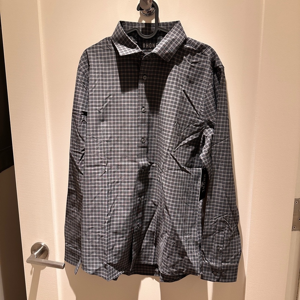 Rhone Men's Black Checkered Shirt L NWT